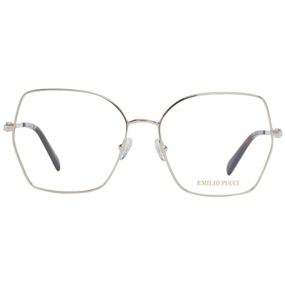Eyeglasses Frames by Emilio Pucci for women in metal gold features a refined silhouette, showcasing a refined gold coloured frame and full-frame frame design for a sophisticated, premium look.