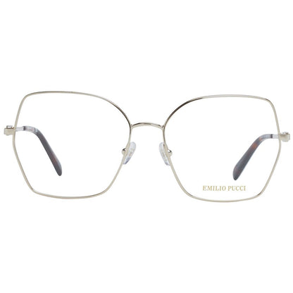 Eyeglasses Frames by Emilio Pucci for women in metal gold features a refined silhouette, showcasing a refined gold coloured frame and full-frame frame design for a sophisticated, premium look.