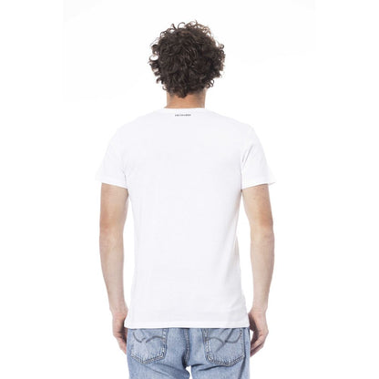T-Shirt by Trussardi Beachwear for men in cotton white & print showcases a unassuming silhouette, artfully detailed with a refined and unassuming for a sophisticated, contemporary look.
