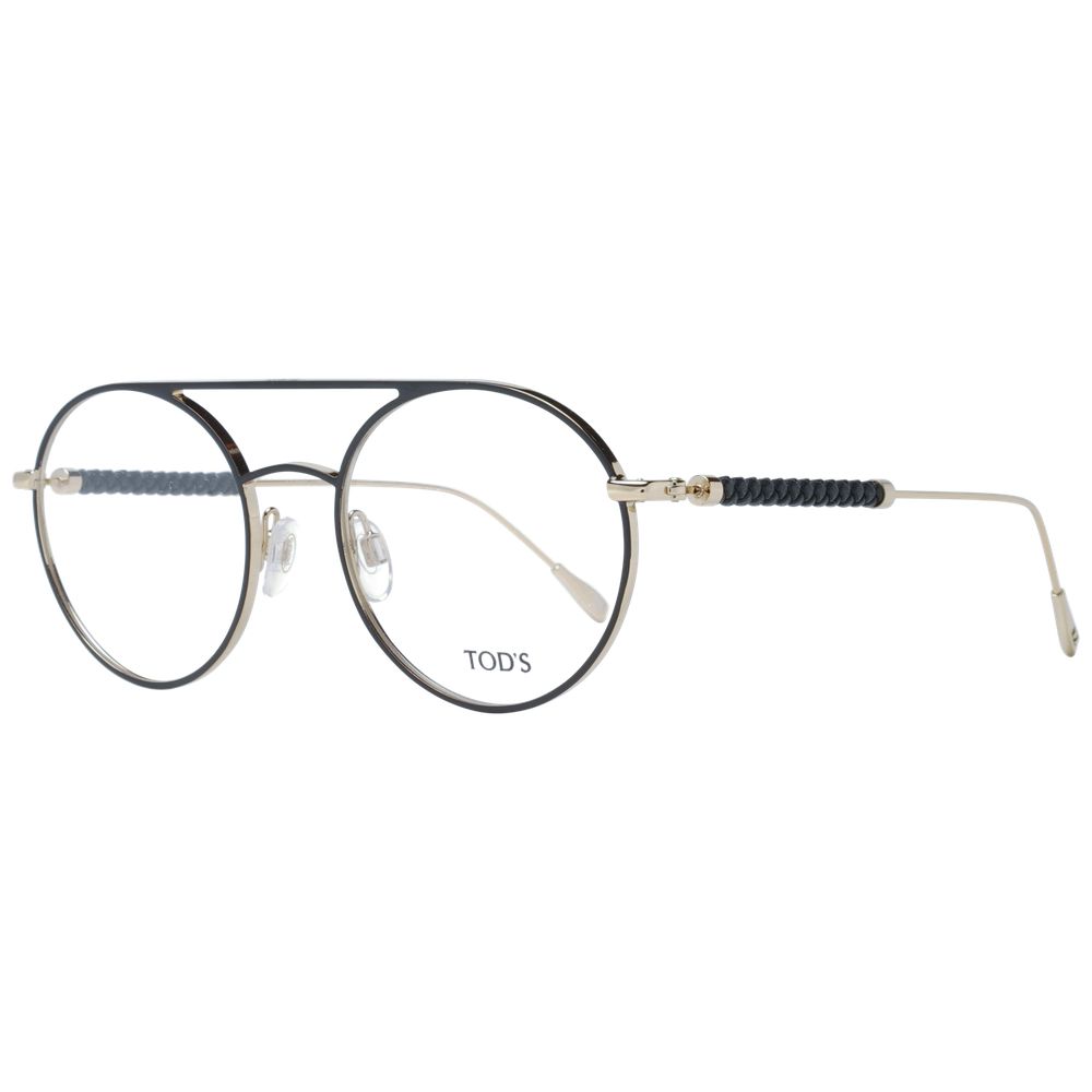 Eyeglasses Frames by Tod's for women in metal black showcases a reflective silhouette, artfully incorporating a sophisticated black coloured frame with a distinct full-frame frame design.