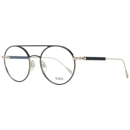 Eyeglasses Frames by Tod's for women in metal black showcases a reflective silhouette, artfully incorporating a sophisticated black coloured frame with a distinct full-frame frame design.