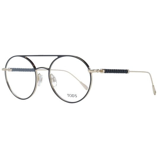 Eyeglasses Frames by Tod's for women in metal black showcases a reflective silhouette, artfully incorporating a sophisticated black coloured frame with a distinct full-frame frame design.