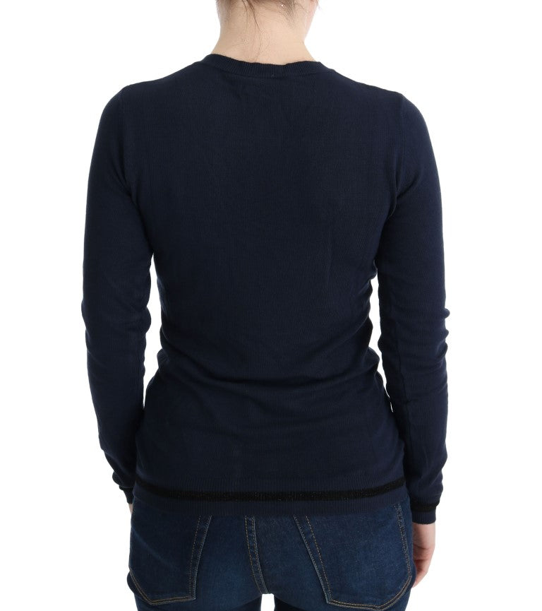 Costume National Women's Blue V-neck Viscose Sweater