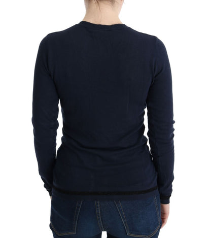 Costume National Women's Blue V-neck Viscose Sweater