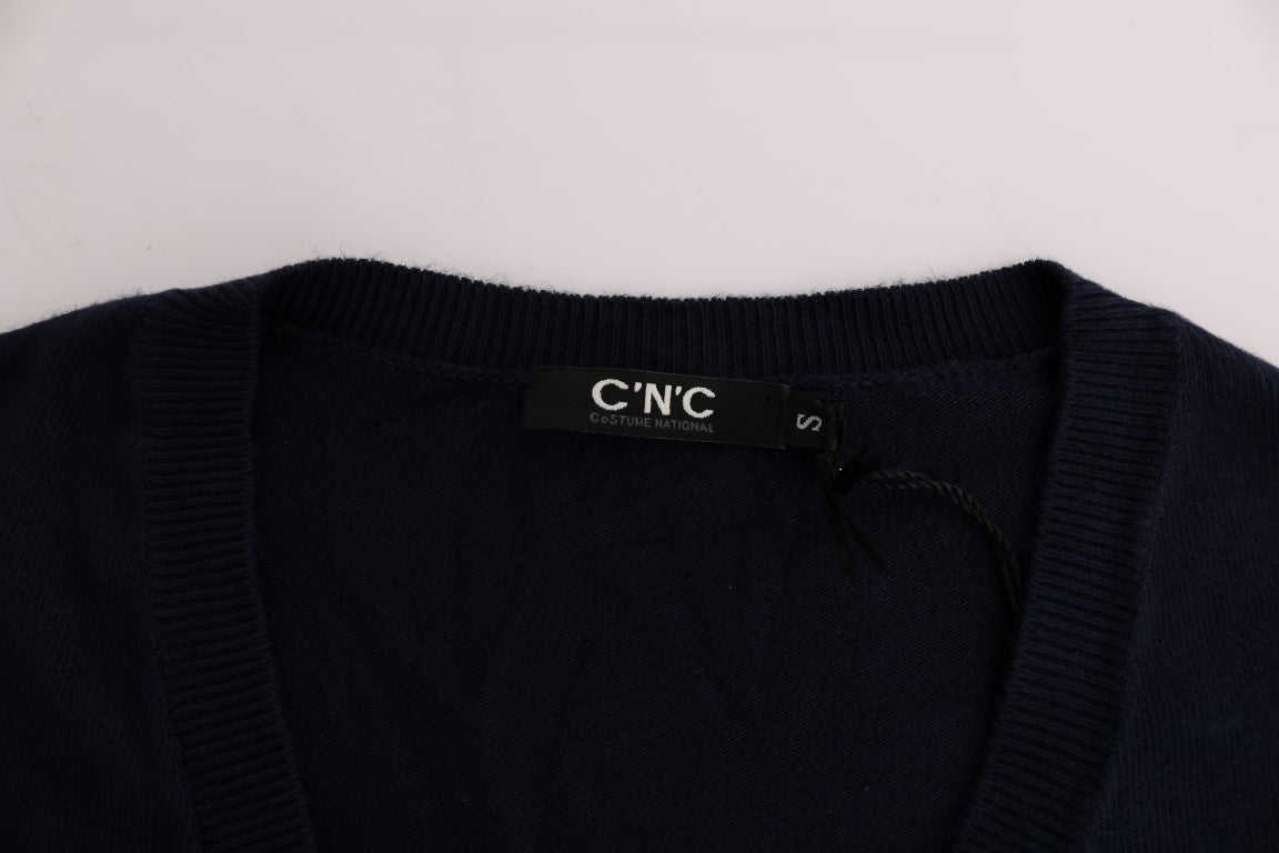 Costume National Women's Blue V-neck Viscose Sweater