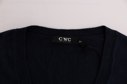 Costume National Women's Blue V-neck Viscose Sweater