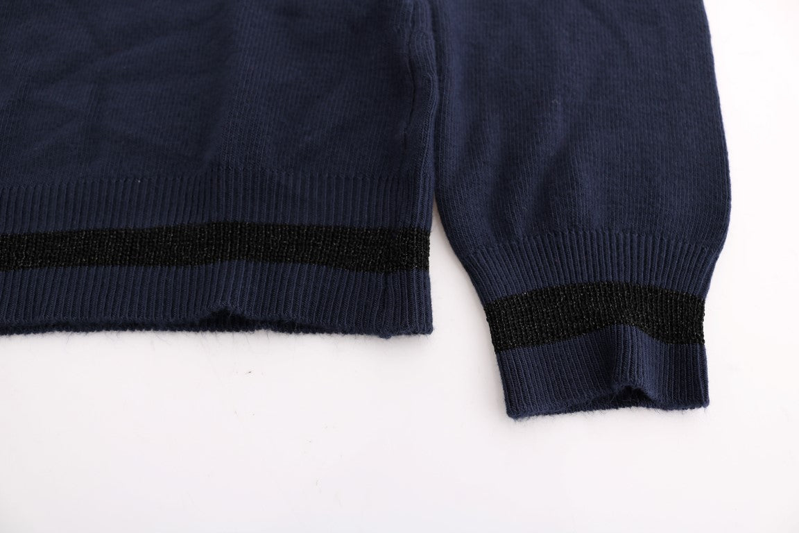 Costume National Women's Blue V-neck Viscose Sweater