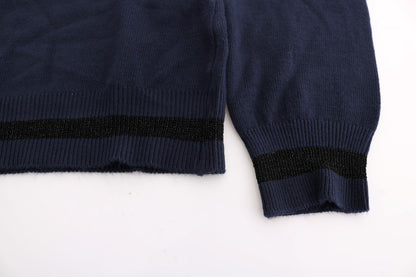 Costume National Women's Blue V-neck Viscose Sweater