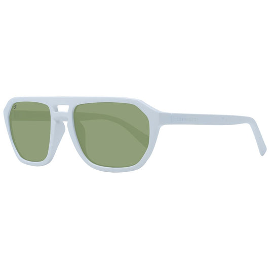 Sunglasses by Serengeti for men in eco-nylon white features an lustrous aviator full-rim frame design with white coloured frame detailing and photochromatic polarized lens for a lustrous aesthetic.