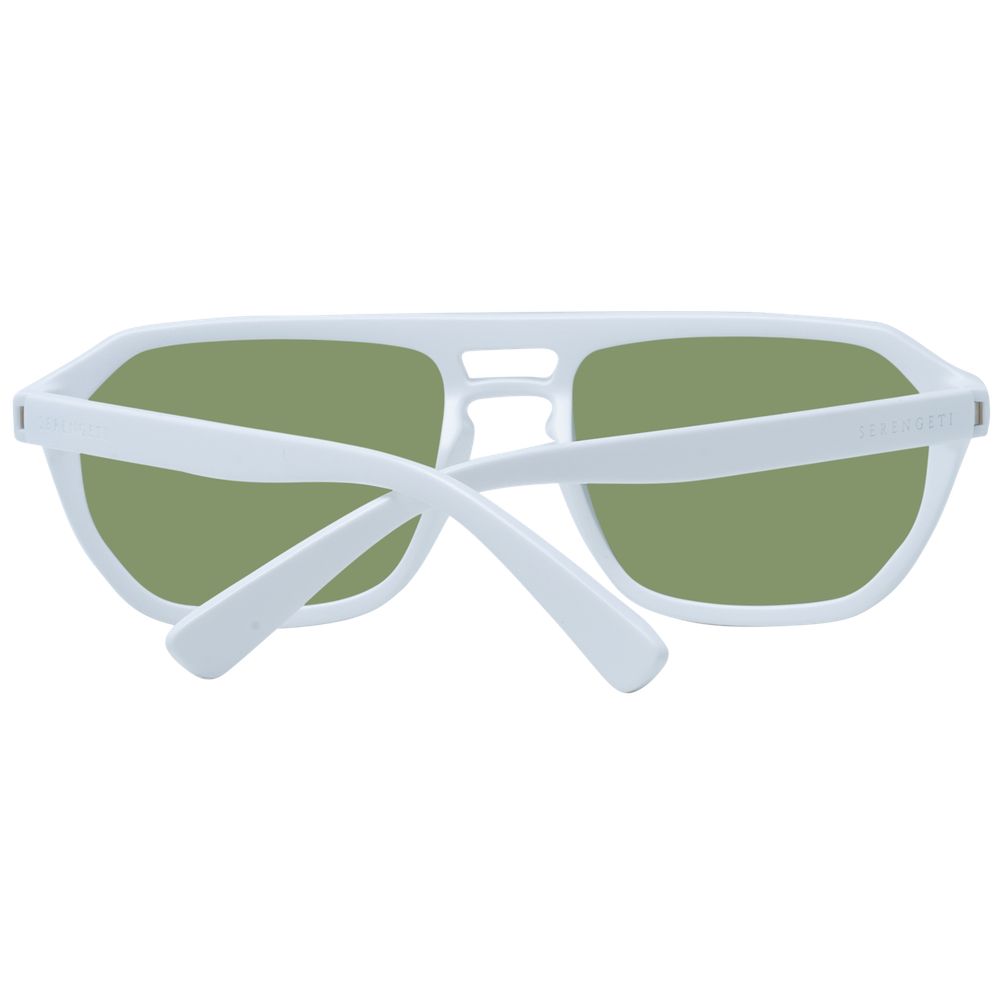 Sunglasses by Serengeti for men in eco-nylon and white featuring an opulent aviator full-rim frame design with a sophisticated white coloured frame finish and high-performance photochromatic polarized lens.