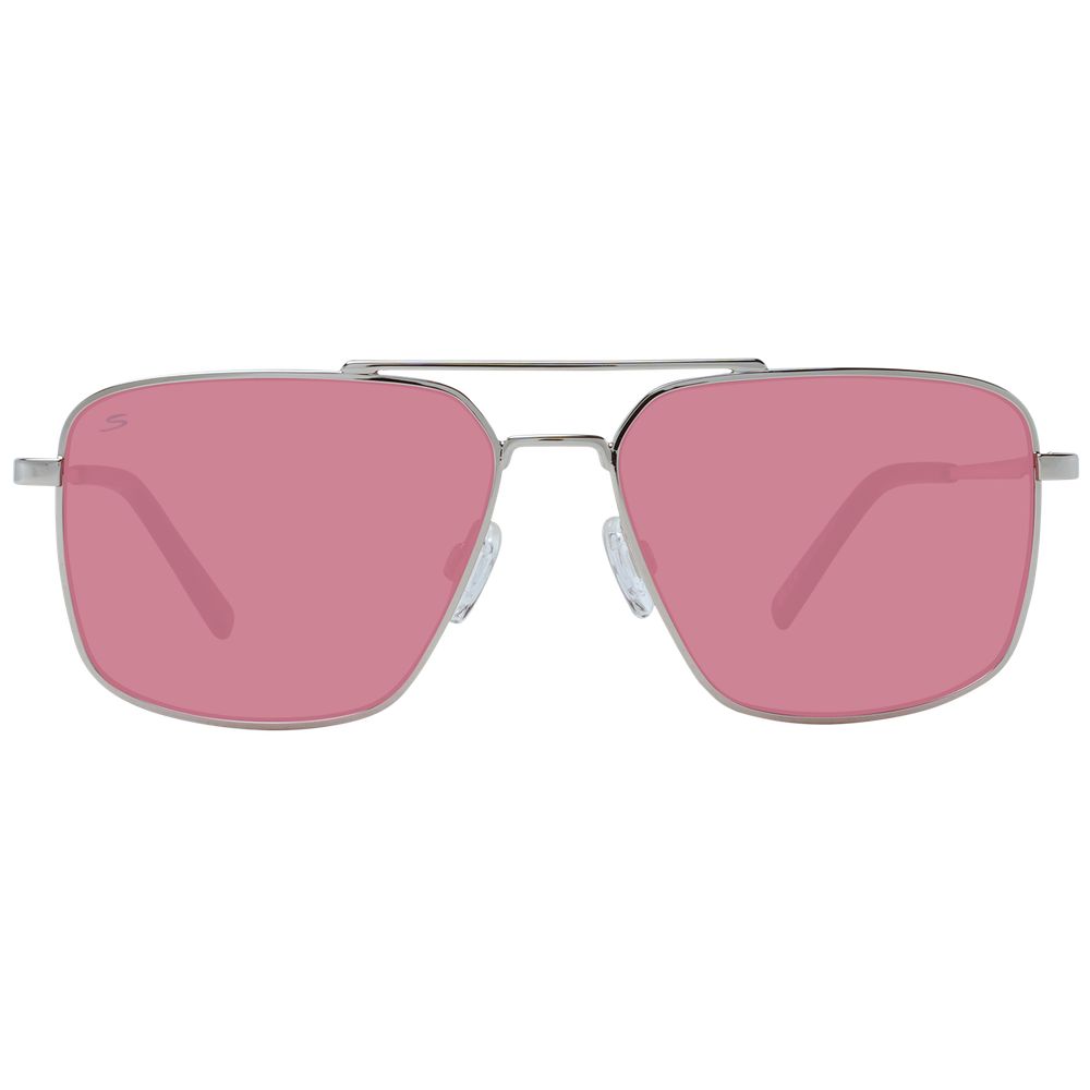 Sunglasses by Serengeti for men in metal and silver featuring an opulent aviator full-rim frame design with a sophisticated silver coloured frame finish and high-performance photochromatic lens.