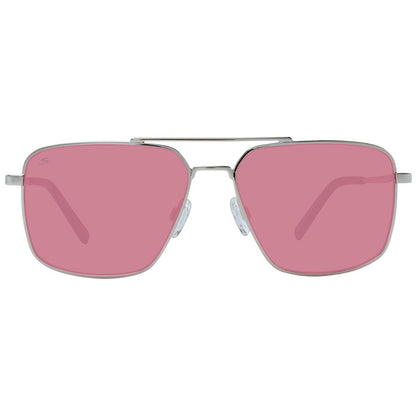 Sunglasses by Serengeti for men in metal and silver featuring an opulent aviator full-rim frame design with a sophisticated silver coloured frame finish and high-performance photochromatic lens.