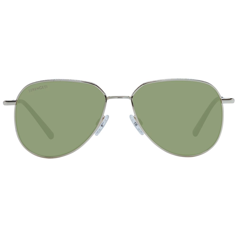 Sunglasses by Serengeti for unisex in metal and gold featuring an opulent full-rim round frame design with a sophisticated gold coloured frame finish and high-performance photochromatic category-3-dark-tint lens.