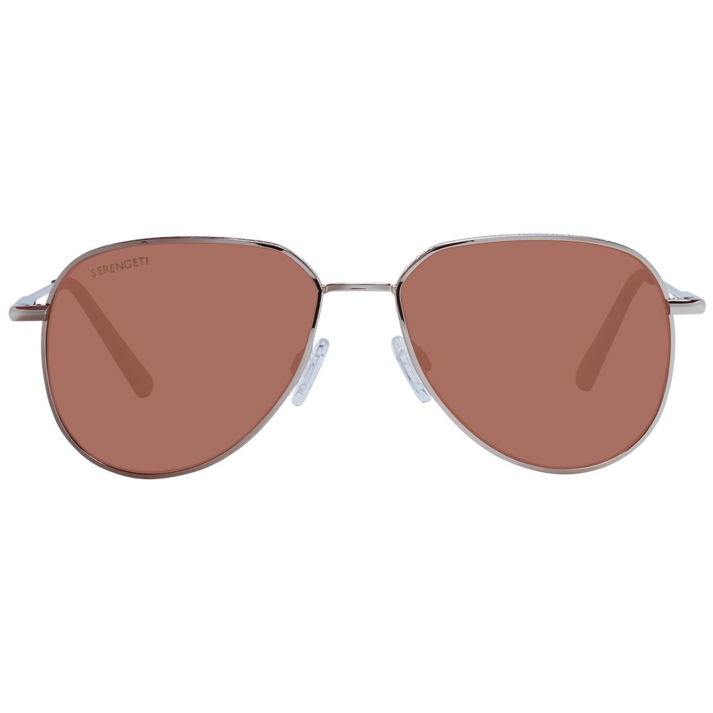 Sunglasses by Serengeti for unisex in metal rose-gold features a sumptuous silhouette, showcasing a sumptuous full-rim round frame design in rose-gold coloured frame with high-performance photochromatic polarized lens.