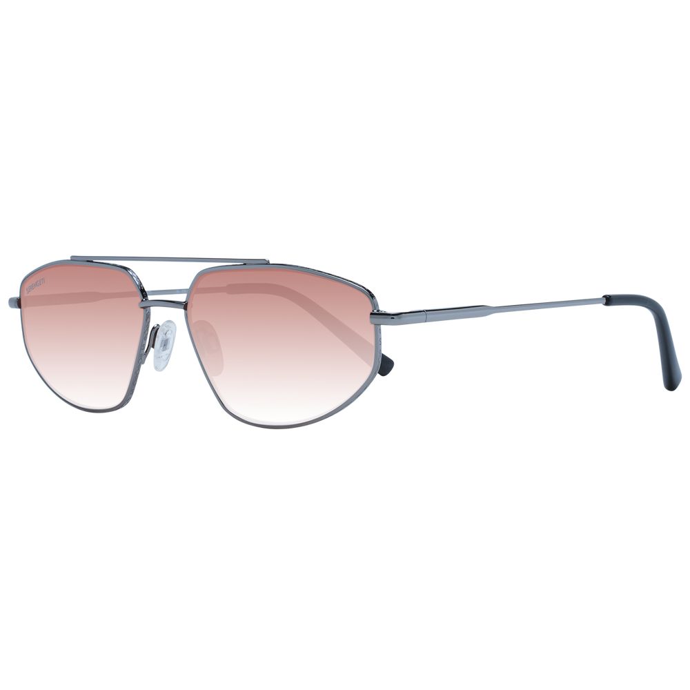 Sunglasses by Serengeti for men in metal gray showcases a ethereal silhouette, featuring gunmetal coloured frame aviator full-rim frame design with photochromatic polarized lens for a ethereal finish.