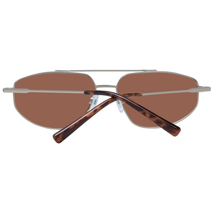Sunglasses by Serengeti for men in metal and gold featuring an opulent aviator full-rim frame design with a sophisticated gold coloured frame finish and high-performance photochromatic polarized category-3-dark-tint lens.