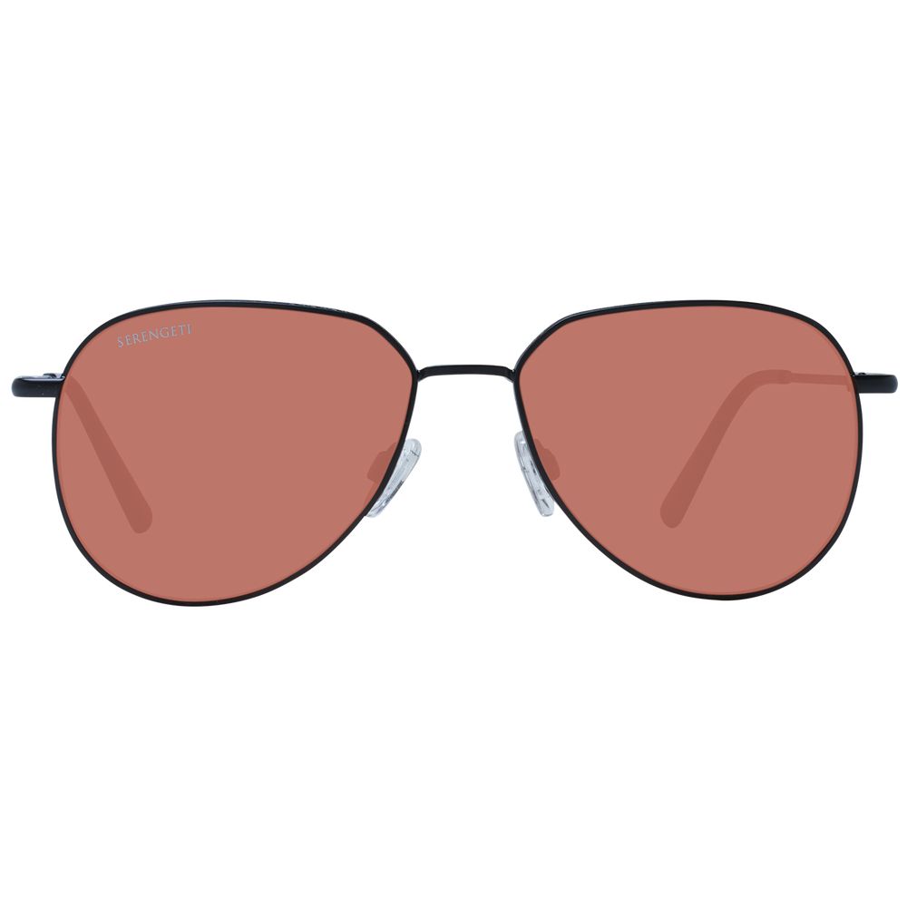 Sunglasses by Serengeti for men in metal black features a sumptuous silhouette, showcasing a sumptuous full-rim round frame design in black coloured frame with high-performance photochromatic polarized lens.