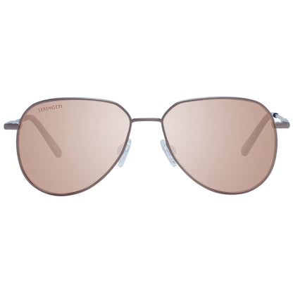 Sunglasses by Serengeti for unisex in metal bronze showcases a ethereal silhouette, featuring bronze coloured frame full-rim round frame design with photochromatic polarized category-3-dark-tint lens for a ethereal finish.