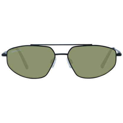 Sunglasses by Serengeti for men in metal black features a sumptuous silhouette, showcasing a sumptuous aviator full-rim frame design in black coloured frame with high-performance photochromatic polarized category-3-dark-tint lens.
