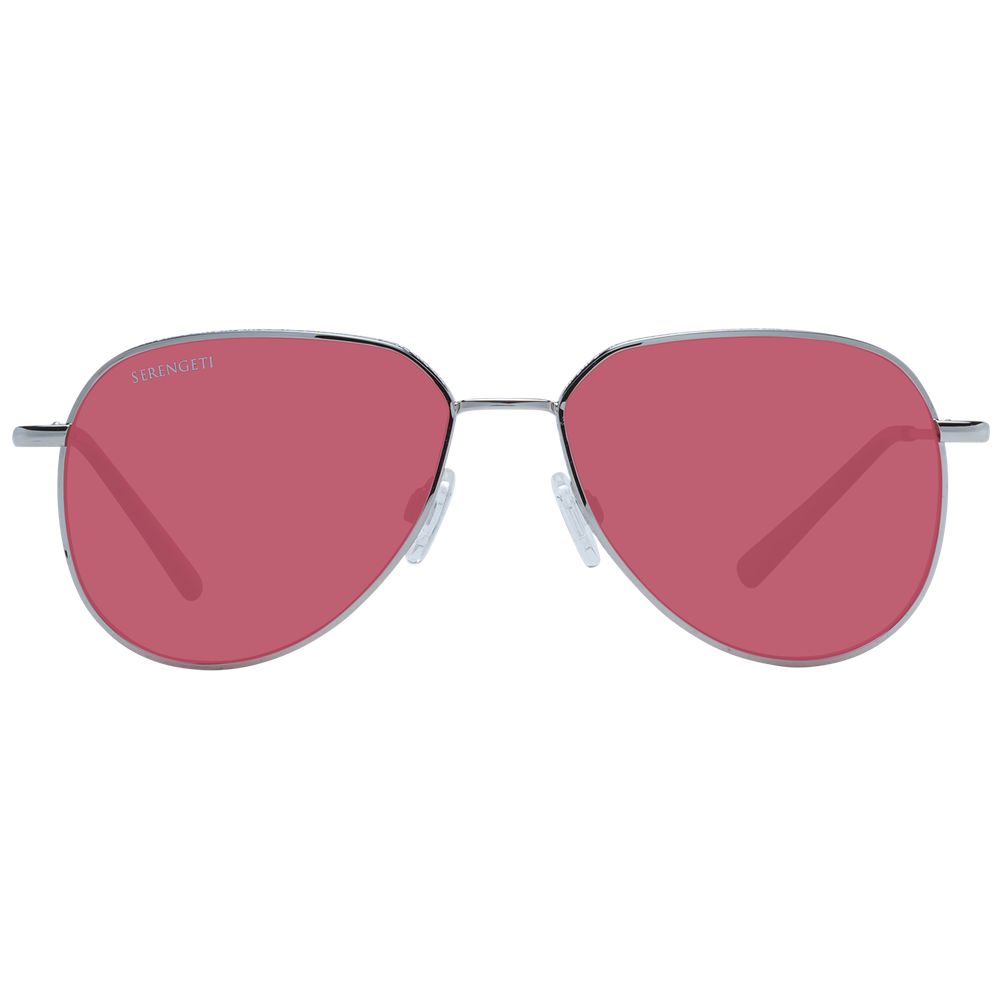 Sunglasses by Serengeti for unisex in metal and silver presents a sumptuous silhouette, featuring silver coloured frame and full-rim round frame design with photochromatic polarized category-3-dark-tint lens for a sumptuous look.