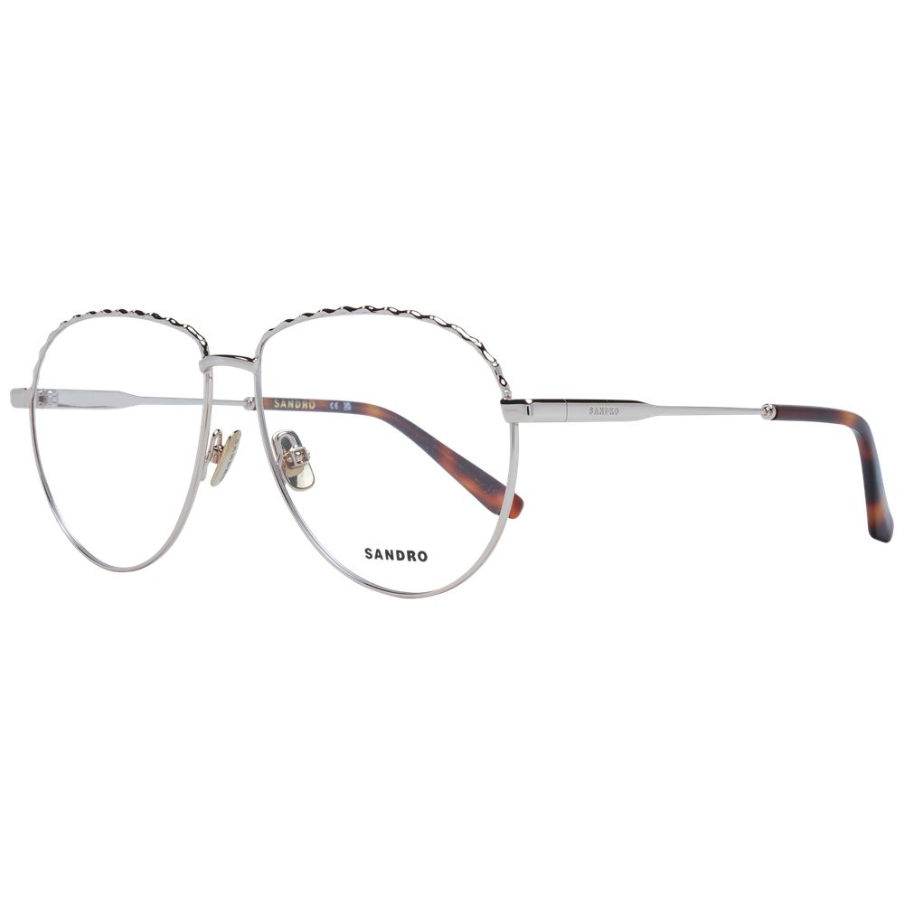 Eyeglasses Frames by Sandro for women in metal rose-gold showcases a refined full-frame frame design with a refined rose-gold coloured frame finish for a refined and sophisticated look.