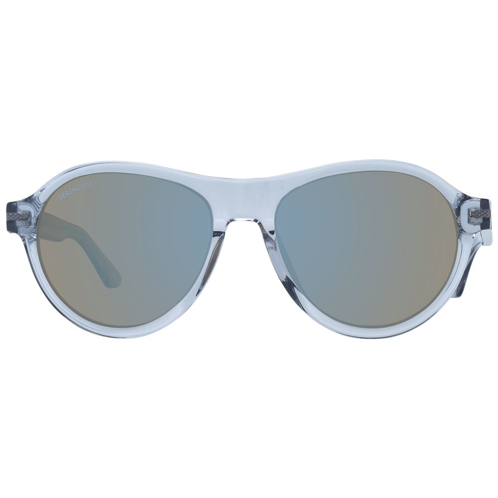 Sunglasses by Serengeti for men in acetate transparent features a sumptuous silhouette, showcasing a sumptuous full-rim round frame design in transparent coloured frame with high-performance photochromatic polarized lens.
