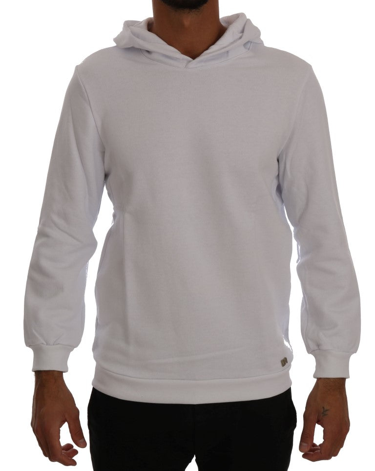 White Pullover Hooded Cotton Sweater