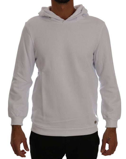 White Pullover Hooded Cotton Sweater