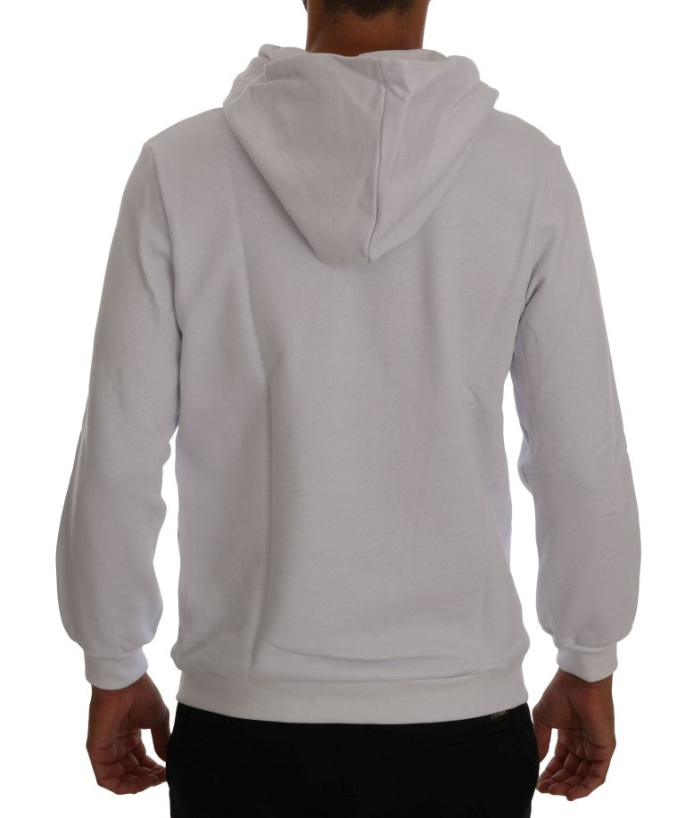 White Pullover Hooded Cotton Sweater