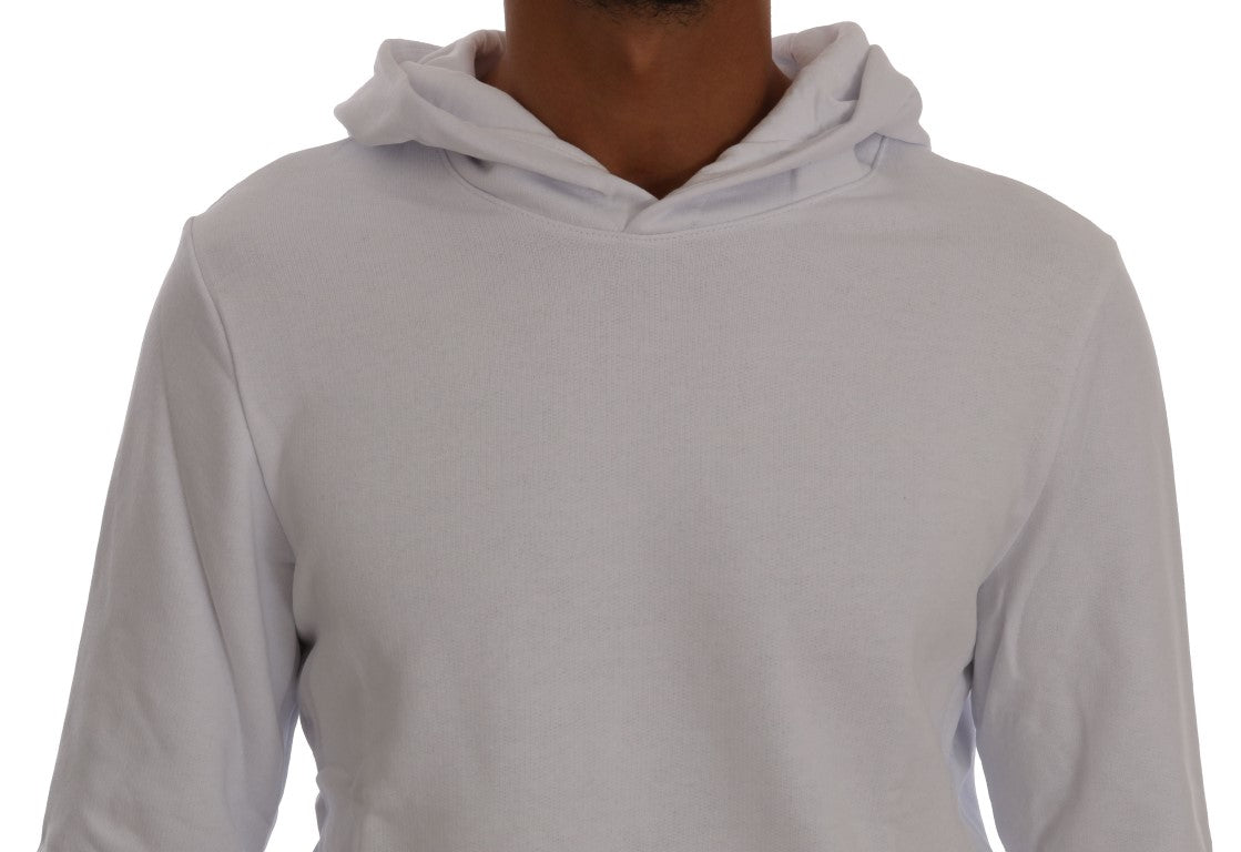 White Pullover Hooded Cotton Sweater