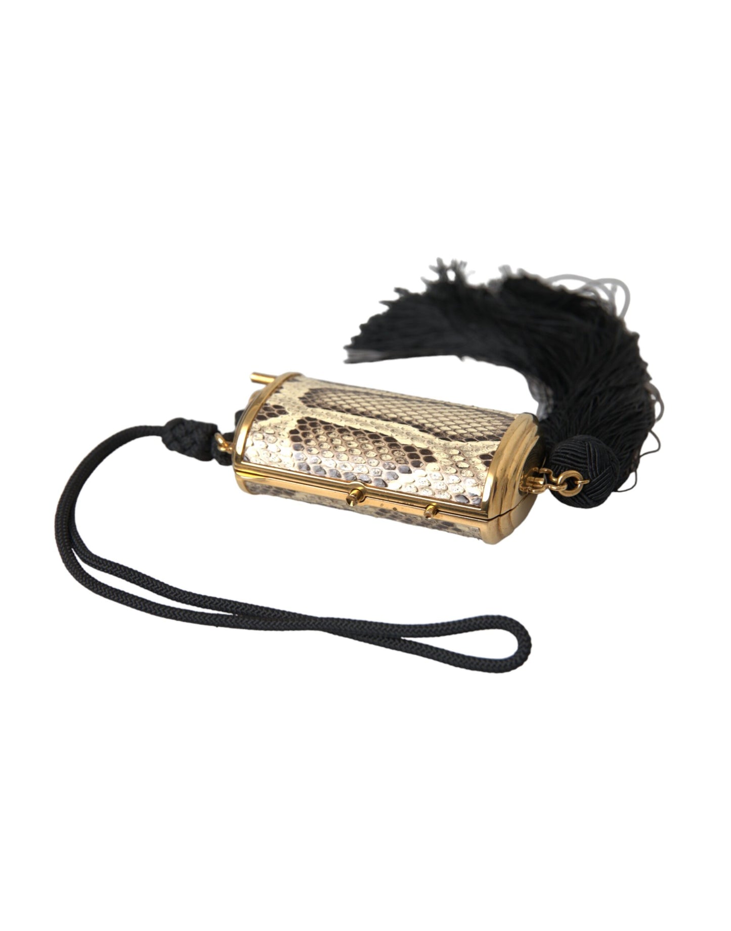 Mini Toiletry Bag by Dolce & Gabbana for women in python leather beige & gold features an distinguished Python Leather Mini Toiletry Bag design with a secure clasp, distinguished , and versatile for a sophisticated look.