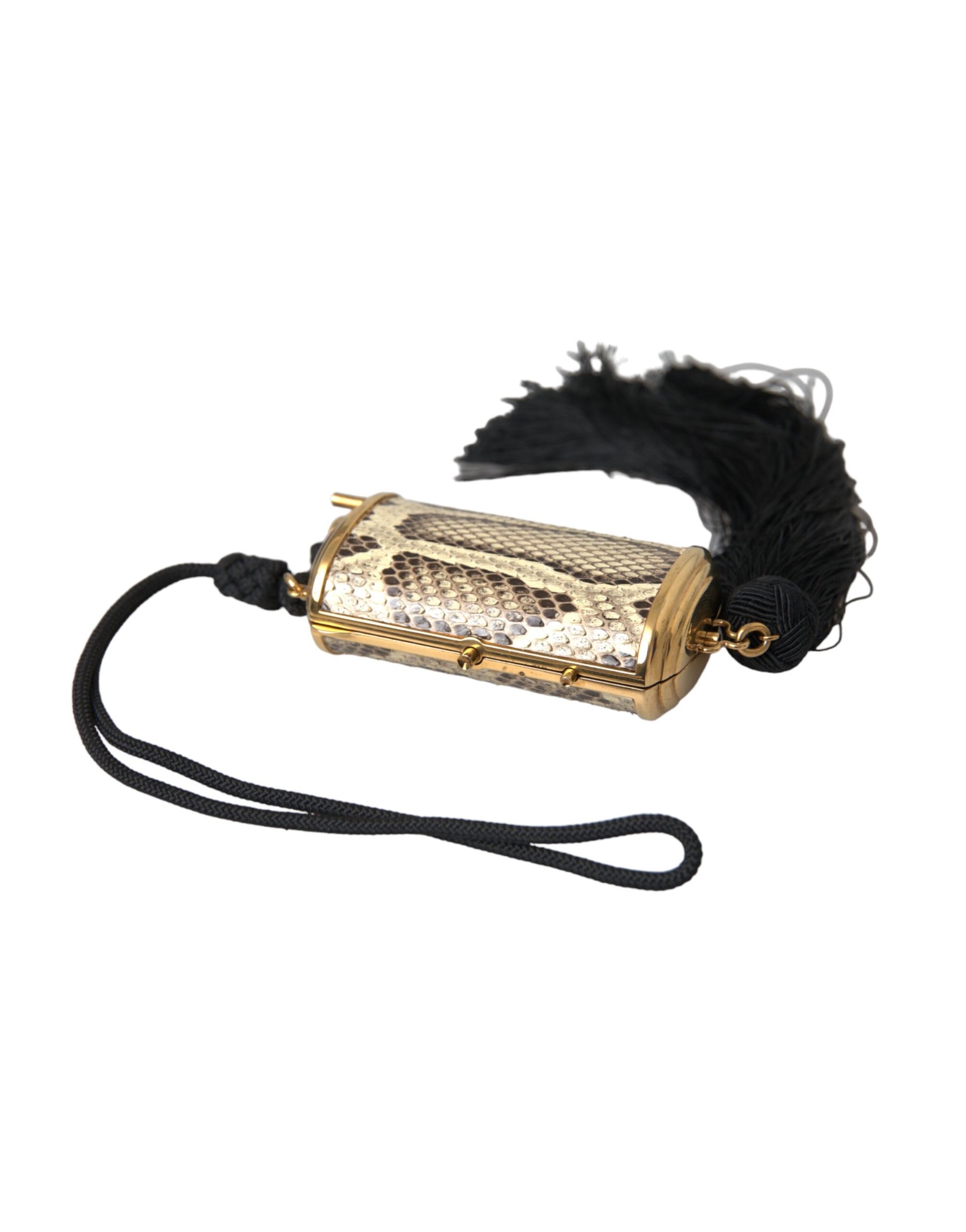 Mini Toiletry Bag by Dolce & Gabbana for women in python leather beige & gold features an distinguished Python Leather Mini Toiletry Bag design with a secure clasp, distinguished , and versatile for a sophisticated look.