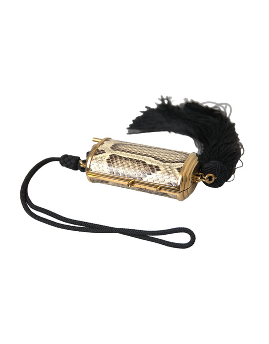 Mini Toiletry Bag by Dolce & Gabbana for women in python leather beige & gold features an distinguished Python Leather Mini Toiletry Bag design with a secure clasp, distinguished , and versatile for a sophisticated look.