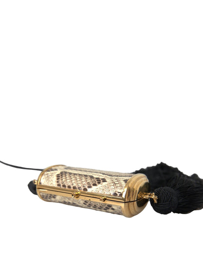 Mini Toiletry Bag by Dolce & Gabbana for women in python leather beige & gold features a distinguished Python Leather Mini Toiletry Bag design with a distinguished clasp, ample , and versatile for a distinguished finish.