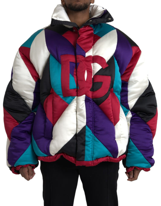 Dolce & Gabbana Men's Multicolor Logo Windbreaker Puffer Jacket
