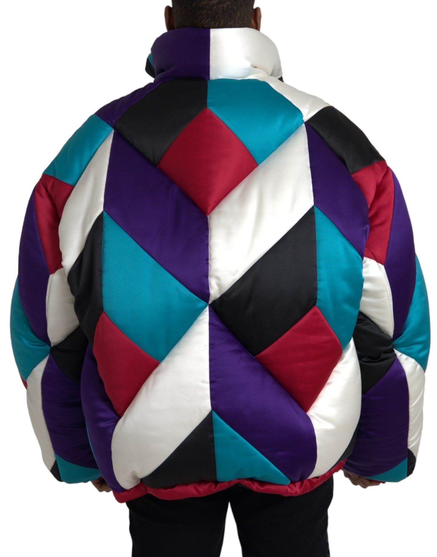 Dolce & Gabbana Men's Multicolor Logo Windbreaker Puffer Jacket