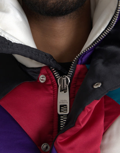 Dolce & Gabbana Men's Multicolor Logo Windbreaker Puffer Jacket