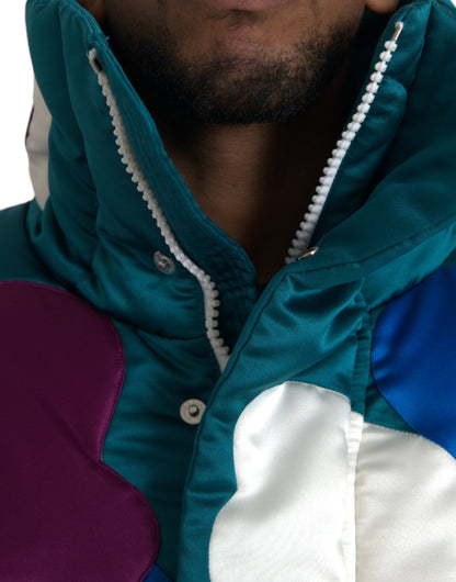 Dolce & Gabbana Men's Multicolor Floral Windbreaker Puffer Jacket