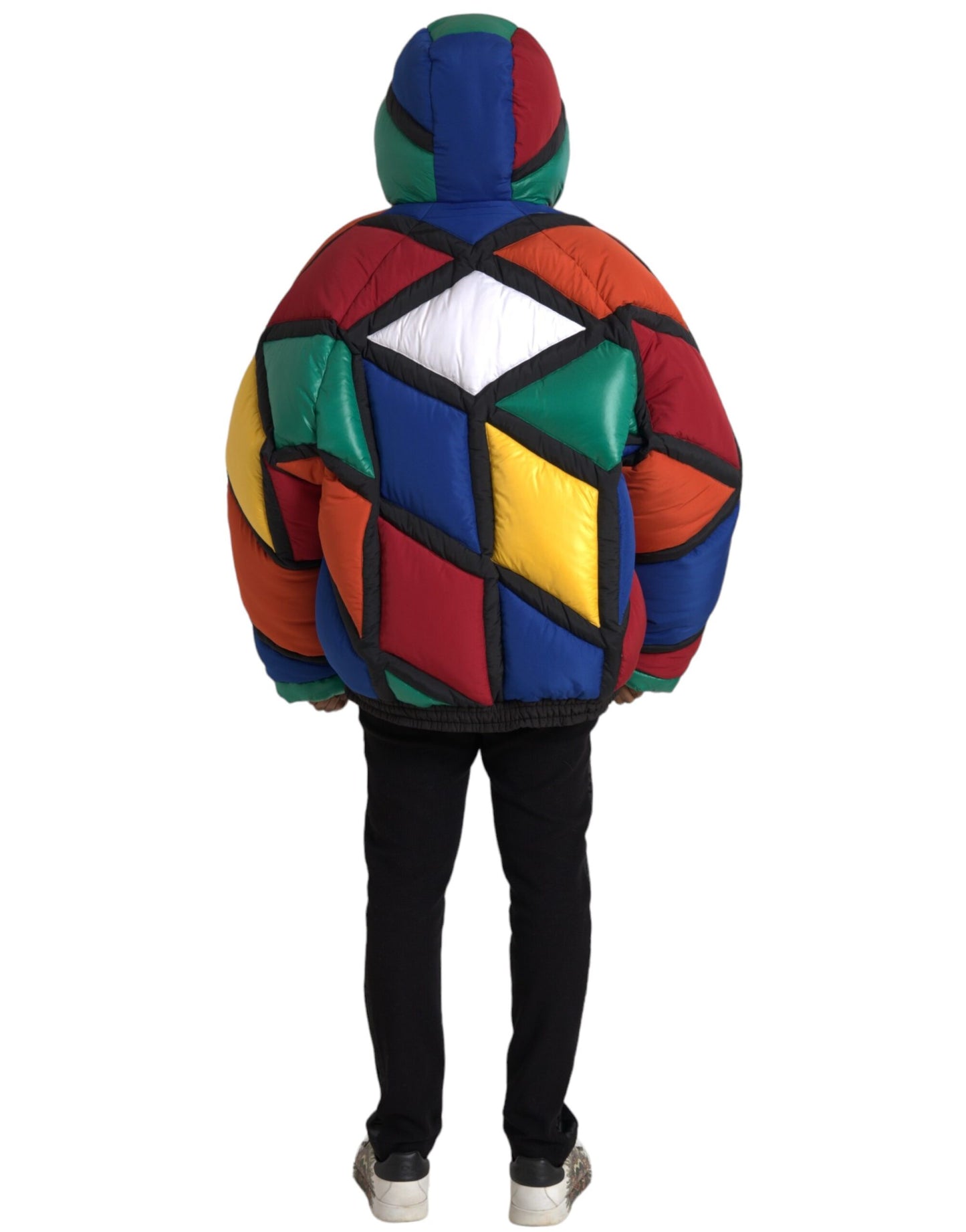 Dolce & Gabbana Men's Multicolor Quilted Hooded Puffer Jacket