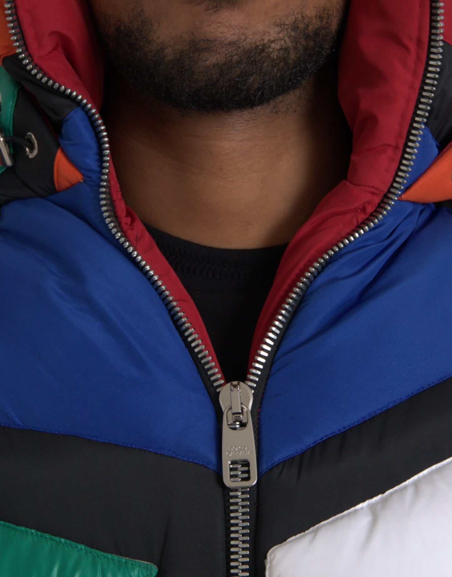 Dolce & Gabbana Men's Multicolor Quilted Hooded Puffer Jacket