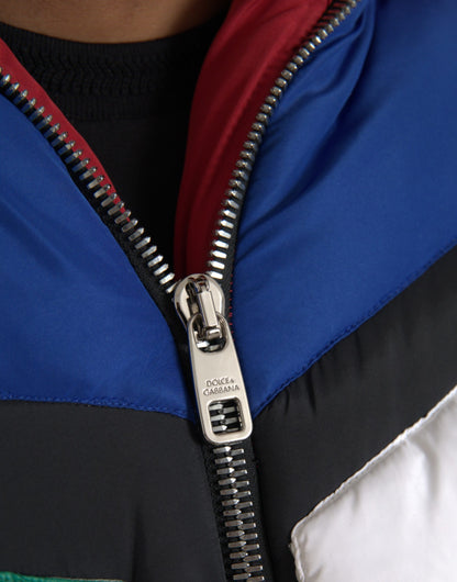 Dolce & Gabbana Men's Multicolor Quilted Hooded Puffer Jacket