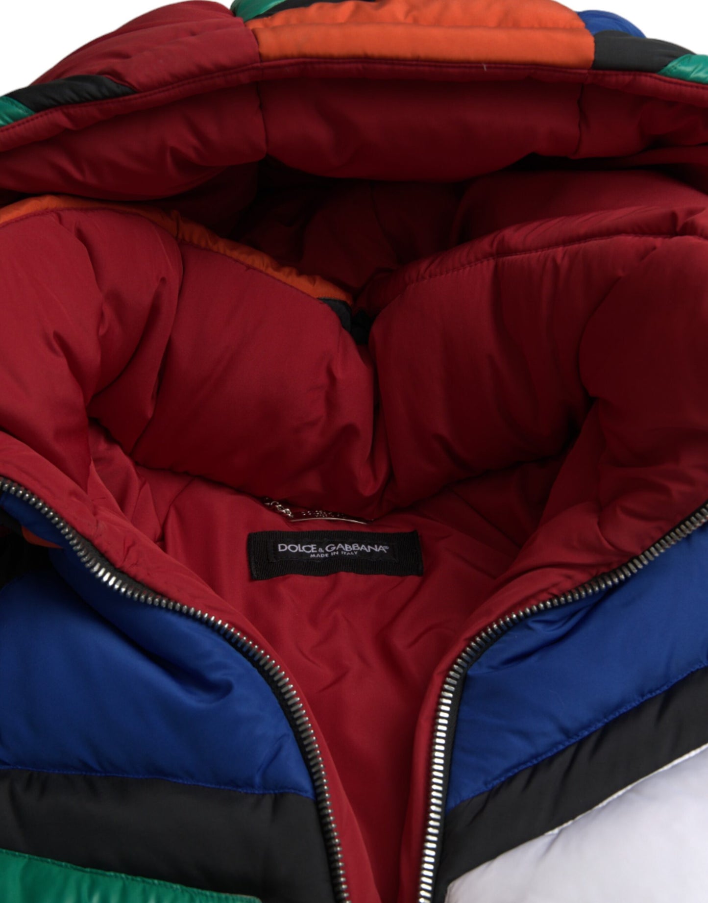 Dolce & Gabbana Men's Multicolor Quilted Hooded Puffer Jacket
