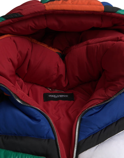 Dolce & Gabbana Men's Multicolor Quilted Hooded Puffer Jacket