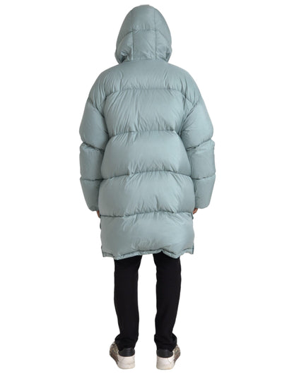 Dolce & Gabbana Men's Light Blue Quilted Hooded Puffer Jacket Men