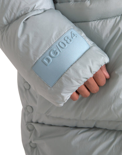 Dolce & Gabbana Men's Light Blue Quilted Hooded Puffer Jacket Men