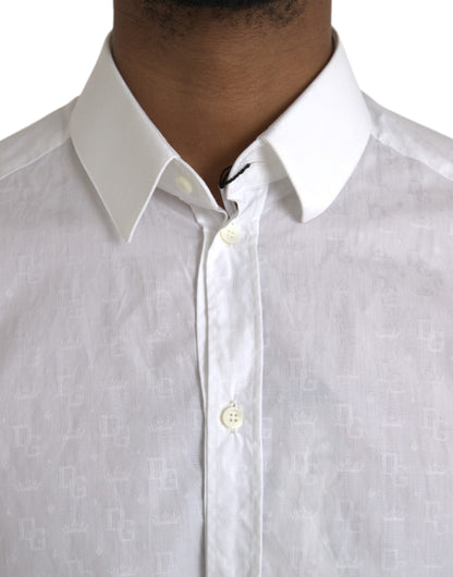 Dolce & Gabbana White Cotton Long Sleeve Dress GOLD Shirt