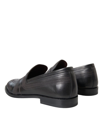 Dolce & Gabbana Men's Calfskin Leather Loafer Shoes - Black Brown