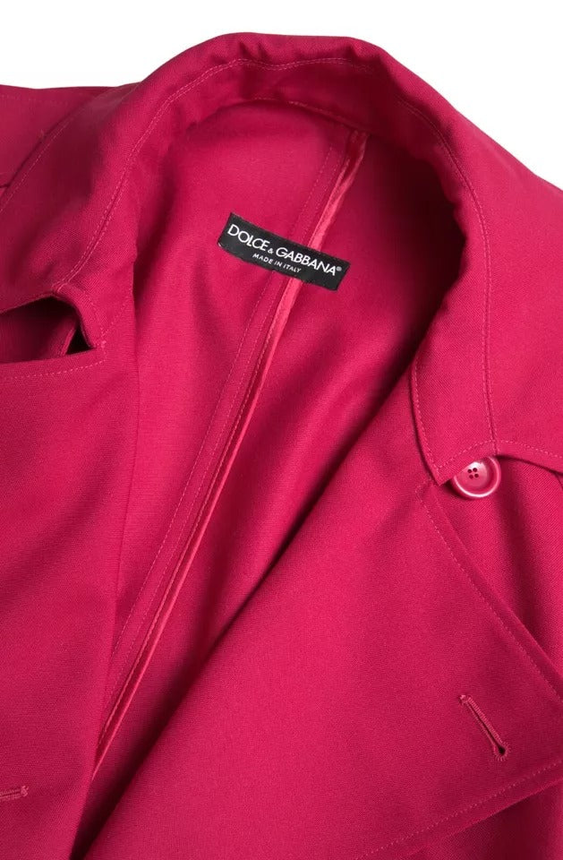 Dolce & Gabbana Women's Dark Pink Double Breasted Trench Coat Jacket