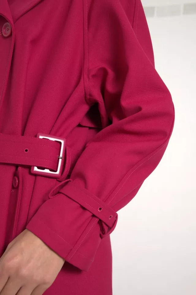 Dolce & Gabbana Women's Dark Pink Double Breasted Trench Coat Jacket