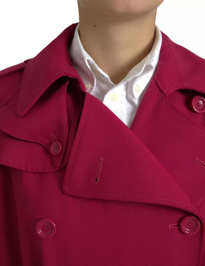 Dolce & Gabbana Women's Dark Pink Double Breasted Trench Coat Jacket